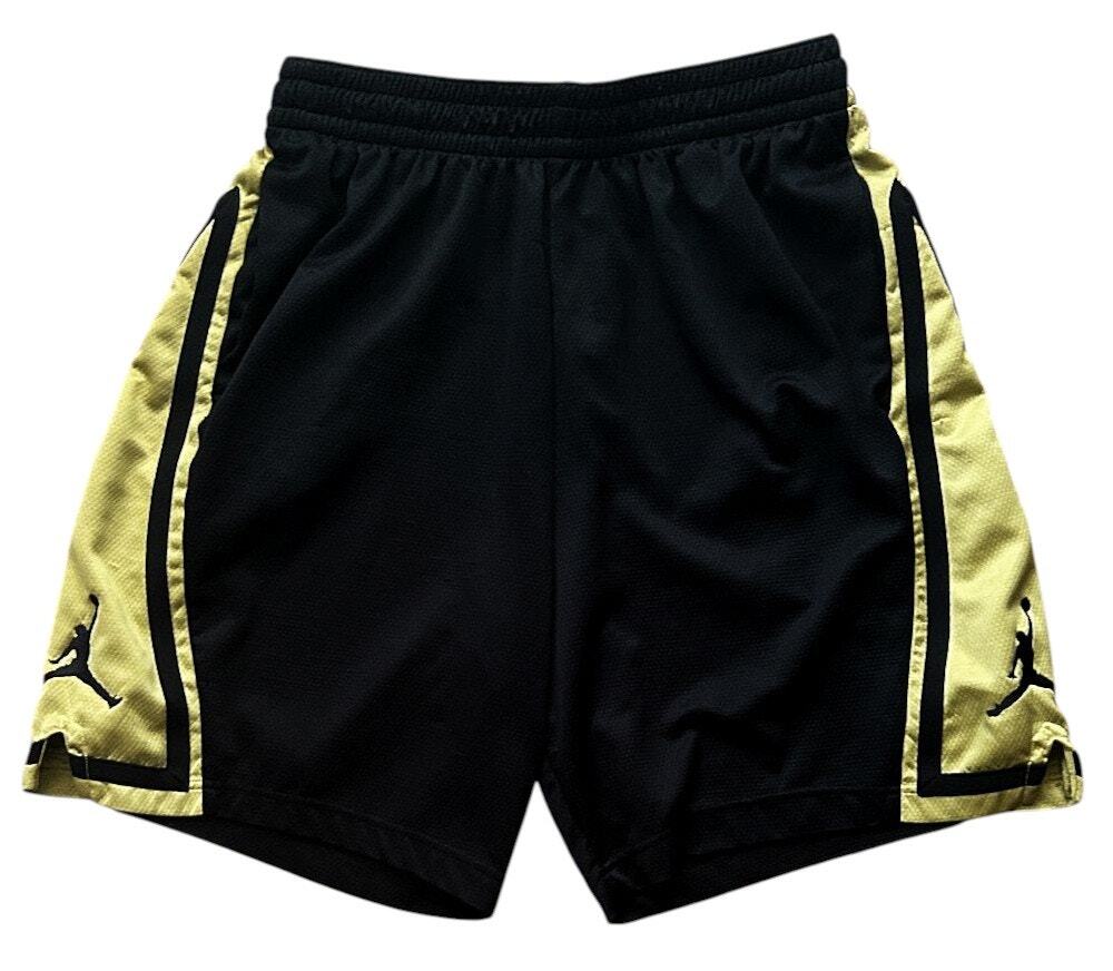 Nike Jordan Jumpman Vintage Y2K Black Mesh and Gold Basketball Shorts 2XL